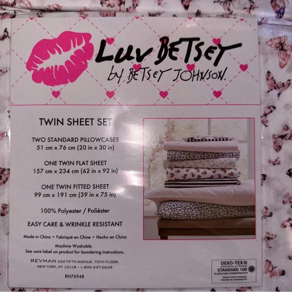 Betsey Johnson twin 6 Piece Butterfly Sheet Set